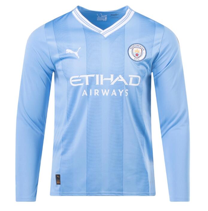 Manchester City Home Kit Soccer Jersey 2023/24 Long Sleeve